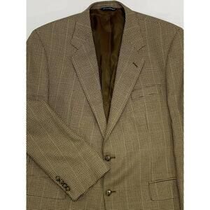 Paul Fredrick Brown Houndstooth Green Windowpane Silk/Wool Blazer 44R Portugal